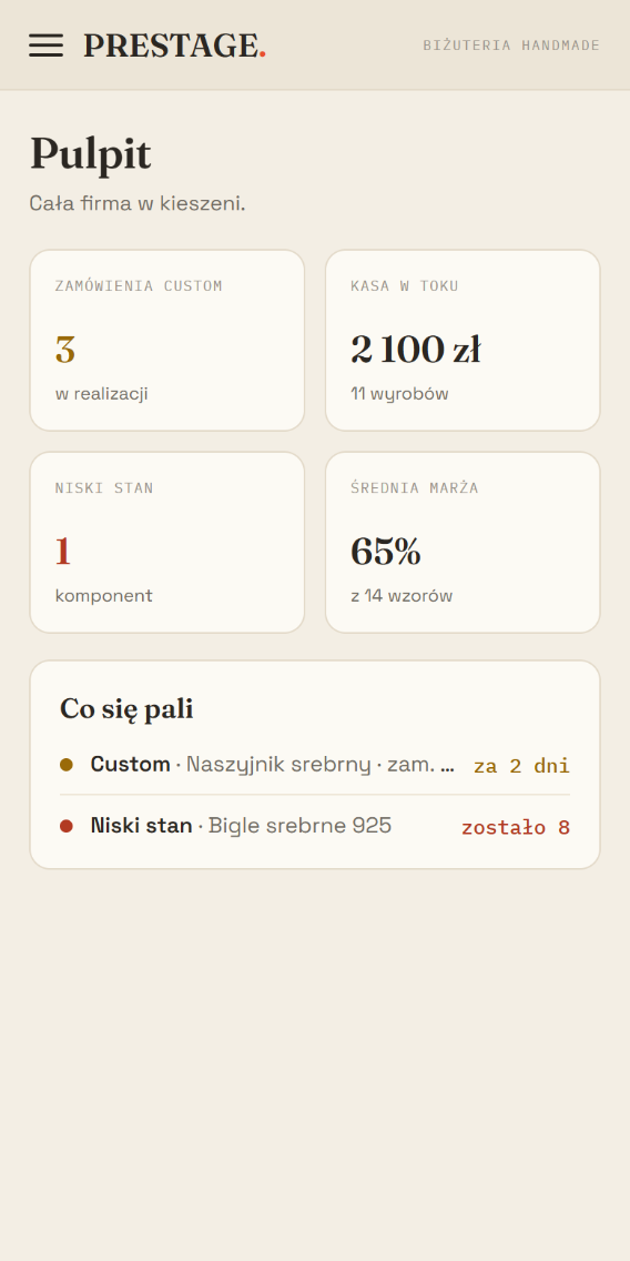 PRESTAGE na telefonie — Zaplecze pracowni rękodzieła