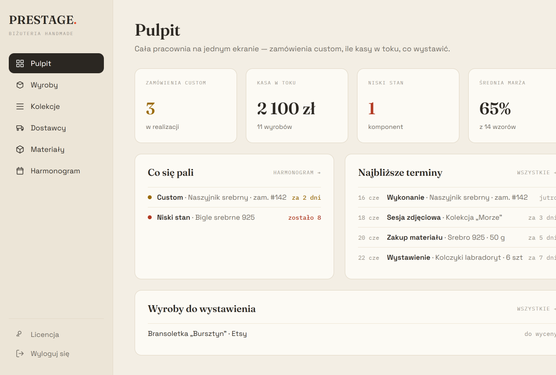 Pulpit PRESTAGE — Zaplecze pracowni rękodzieła